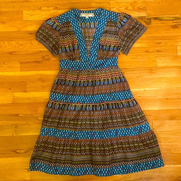 Anthropologie: What Comes Around Goes Around Silk Printed Dress - Picture 1 of 6